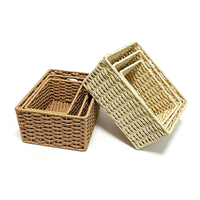 Petit panier en osier pour l'organisation, panier de rangement tissé à la main en corde de papier naturel, idéal pour la décoration de la maison