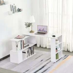 Mesa de escritório em casa com prateleira aberta, mesa de armazenamento moderna para sala de estar