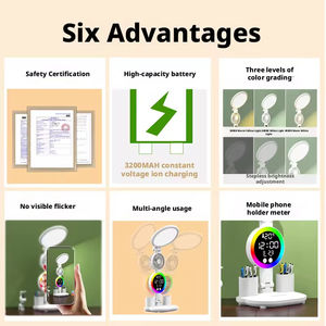 Rechargeable Plug-in LED <b>Desk</b> Lamp Dimming Foldable Reading Light Eye Protection Table Lamp for Kids <b>Digital</b> <b>Clock</b> Eco-Friendly - Product Image 2
