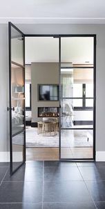 Porte de balcon en fer forgé <span class=keywords><strong>noir</strong></span> français, porte battante en acier et verre - Product Image 2