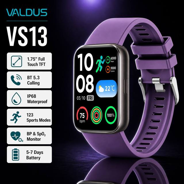 VALDUS 2026 ODM/OEM Health Blood Oxygen Monitoring Smart Watch Calculator Phone Positioning VS13 Waterproof Smartwatch