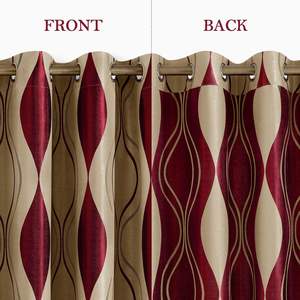 JA 52\" X 84\" Rideaux de fenêtre à œillets en jacquard bordeaux <span class=keywords><strong>beige</strong></span> Ensemble de 2 Rideaux occultants pour chambre à coucher Salon - Product Image 5