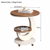 Runder Holz-Beistelltisch, Kleiner Couchtisch für Wohnzimmer und Nachttisch, Luxuriöser Hochwertiger Sofa-Beistelltisch, Niedlicher Freizeitstil