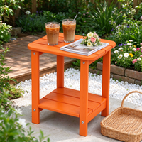 Table d'appoint de jardin Uplion Morden Square en plastique HIPS imitation bois pour terrasse, plage, appartement