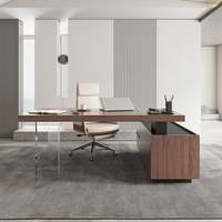Meubles de bureau haut de gamme, bureau de direction moderne, table de patron de luxe, bureau de PDG en forme de L avec armoire latérale polyvalente