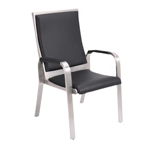 Silla de Espera Ssyou 600x640x1000mm, Estructura de Acero Inoxidable, Asiento de Cuero Negro, Uso en Oficina - Product Image 3
