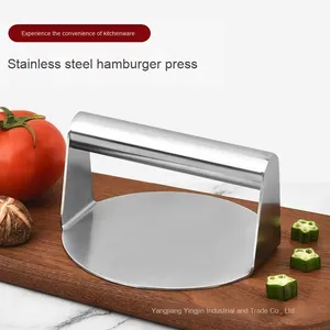 Presse à viande manuelle en acier inoxydable 430 d'origine du fabricant Outil de cuisine pour la cuisson des hamburgers et des gâteaux Plaque de presse à main - Product Image 2