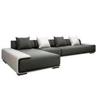Canapé Modulaire d'Angle Moderne de Luxe en Tissu Velours pour Salon, Sectionnel en Lin avec Fauteuil Inclinable