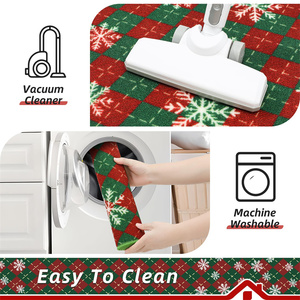 Decoraciones Navideñas, Juego de Alfombras y Tapetes de Cocina con Diseño a Cuadros Buffalo, Antideslizantes, Lavables, con Diseño de Copos de Nieve - Product Image 5
