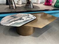 Table basse italienne simple de combinaison de marbre de paysage, table basse tournante en métal de marbre de salon de villa moderne