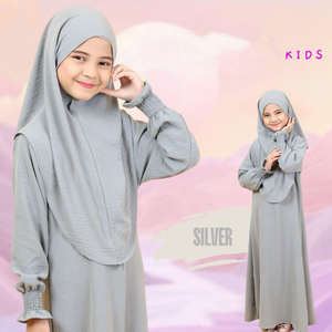 2025 Sharut tam uzunlukta Khimar Abaya seti toptan islam Eid namaz elbise yumuşak krep 2 parça çocuklar kızlar Abaya Khimar ile Set - Product Image 5