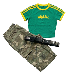 Camiseta Corta de Verano para Mujer, 220 g/m², Algodón, Estilo Y2K, Personalizada OEM/ODM, Impresión Digital de Bajo Costo, Corte Ajustado, Fabricante - Product Image 1