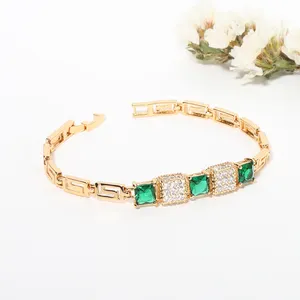 Mode-sieraden Luxe Vergulde Emerald Stone Zirkoon Cut Bangles Koppels Armband