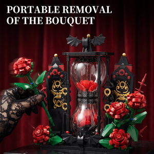 2026 Nuevo Set de Bloques de Construcción de Nuevo México, Temática Día de Muertos, con Alas de Murciélago Góticas, Rosa y Reloj de Arena, con Flores Móviles - Decoración del Hogar - Product Image 2