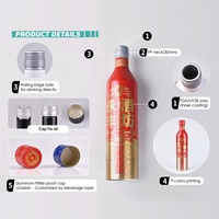 Vide recyclé 175ml 187ml 250ml 350ml 400ml 500ml 600ml 750ml en aluminium de boisson de vin de bouteille avec bouchons en aluminium
