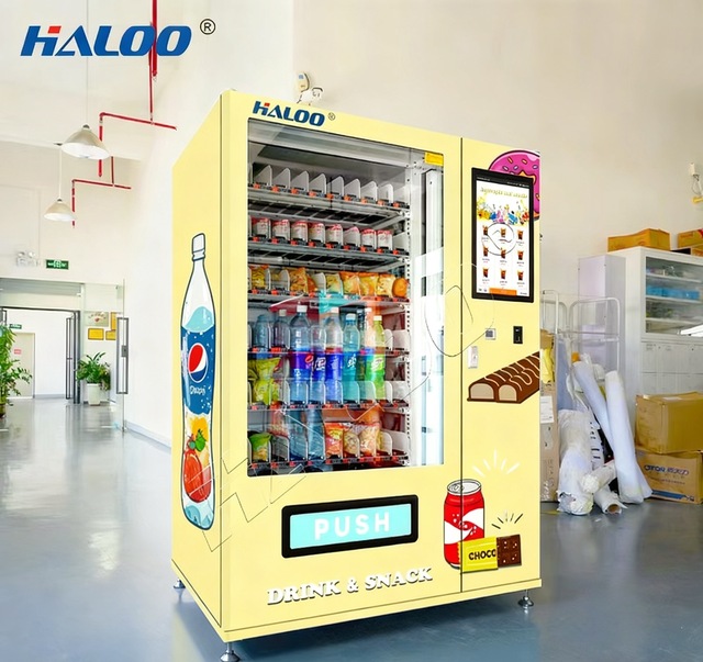 Haloo Vending Machine Supplier 24-hour Automatic Drink Vending Machine with Cooling System for Beverage and Snack