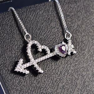 Joacii la flecha <span class=keywords><strong>de</strong></span> <span class=keywords><strong>Cupido</strong></span> diseño <span class=keywords><strong>de</strong></span> corazón AAA Cubic Zircon colgante <span class=keywords><strong>de</strong></span> collar <span class=keywords><strong>de</strong></span> plata - Product Image 5