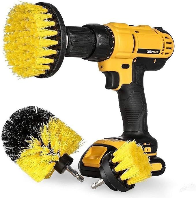 Yellow Electric Drill Cleaning Brush Kit