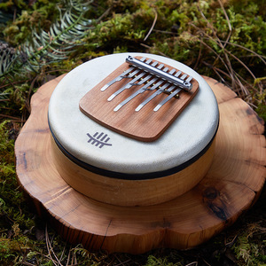 Wholesale 9 Key Round <b>Drum</b> Kalimba Solid Wood Thumb Piano Sheepskin <b>Drum</b> Surface Finger Piano - Product Image 5