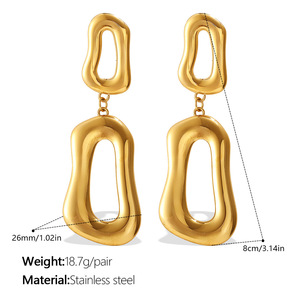 Conjunto de Collar y Pulsera de Acero Inoxidable con Diseño Geométrico Irregular Exagerado, Estilo Minimalista, Joyería para Uso Diario, Regalo Unisex - Product Image 2