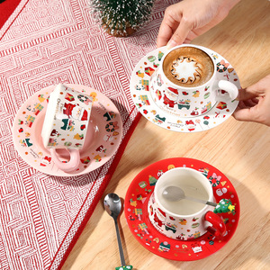 300ml Ins Creative Retro <span class=keywords><strong>Precio</strong></span> barato Navidad Cerámica Café Té <span class=keywords><strong>Tazas</strong></span> y platillos Set con cuchara - Product Image 5