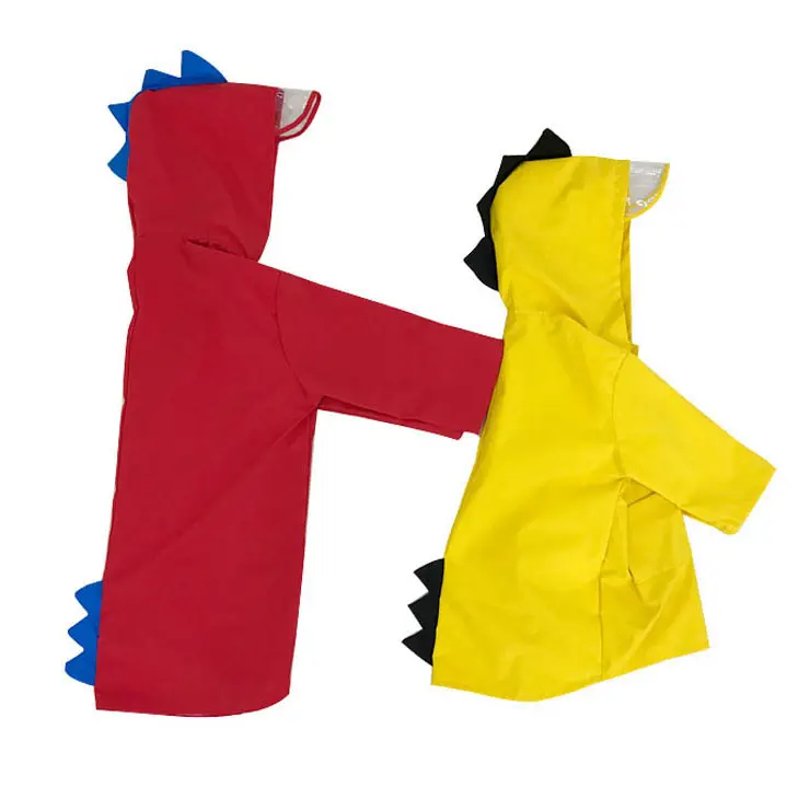 子供のためのホットセールカスタム防水子供ポリエステルロングレインコートかわいい恐竜の形のフード付きレインコート