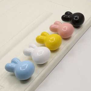 Puxadores de Cerâmica Modernos para Quarto Infantil: Coelhinho Fofo, Várias Cores, para Armários e Gavetas, com Furo Único - Product Image 2