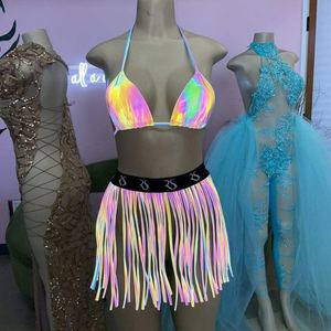 Phản Xạ Đàn Hồi Long Lanh Cầu Vồng Phản Chiếu Vải Căng Óng Ánh Phản Ánh Spandex Vải Vải Cho Phát Sáng Trong Bóng Tối Áo - Product Image 6