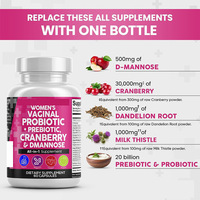 Capsules de Probiotiques, Canneberges et D-Mannose pour Femmes Adultes - Complément Nutritionnel pour la Santé Ovarienne et l'Équilibre Hormonal, Végétarien et Végétalien