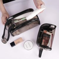 Pochette de maquillage vintage en PVC avec fermeture éclair et logo personnalisé pour femmes, idéale pour les voyages et l'organisation