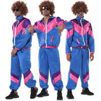 Costume d'Halloween rétro Disco Party 70s 80s Rock Hip-Hop Survêtement Professionnel 80S Vintage Dance Jogging Suit