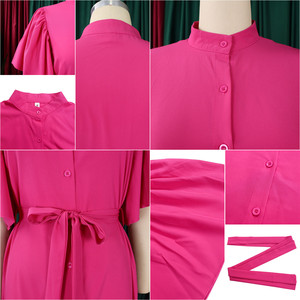 D3270 vestido de verano suelto elegante de moda para mujer mangas acampanadas vestidos largos de un solo pecho mujeres Casual señoras Maxi vestido - Product Image 6