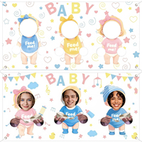 Lot de 2 bannières amusantes pour jeu de douche de bébé 'Feed Me' avec bandeau cache-yeux, accessoires de photomaton pour fête de révélation du sexe du nouveau-né et fournitures de fête