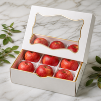 Witte appel geschenkdoos met venster en gouden folie afwerking, aangepaste logo premium fruit geschenkverpakking voor geschenkmanden, groothandel
