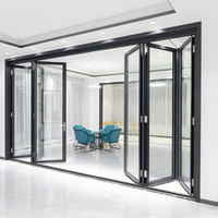 Portes pivotantes extérieures en aluminium à double vitrage Low-e, portes pliantes pour balcon et patio