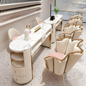Mesa de Manicura Doble de Acero Inoxidable, Estilo Moderno y de Lujo, para Salón de Belleza, Profesional, para Técnicos de Uñas - Product Image 2
