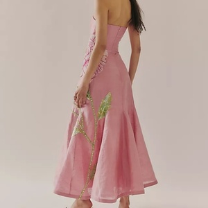 ชุดเดรสยาวทรงเข้ารูปคุณภาพสูงสำหรับผู้หญิง ดีไซน์หรูหรา เซ็กซี่ เหมาะสำหรับงานปาร์ตี้  แบบไร้สายรัดไหล่  ตกแต่งด้วยโครงปลา  ชุดราตรี - Product Image 2