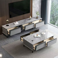 Table basse escamotable de meuble TV d'ardoise de roche de nouveau luxe minimaliste moderne pour le salon de petit ménage