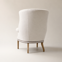 Fauteuil d'appoint moderne de luxe capitonné à dossier haut avec garniture cloutée et pieds en bois massif pour la maison et l'hôtellerie