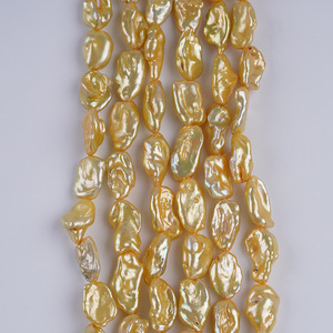 Perles de Zhuji en gros, 7-10 mm, perles d'eau douce recyclées dorées, chaîne de perles naturelles, accessoires de bijoux DIY avec perles colorées - Product Image 4