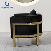 Fauteuil inclinable de salon en velours noir foncé pour chambre d'hôtel, avec coussins