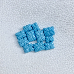 Cabochons de turquoise verte naturelle forme octogonale unique pierre précieuse sculptée pour la fabrication de bijoux taille calibrée - Product Image 6