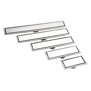 Desagüe de Ducha Lineal Invisible de Acero Inoxidable SUS304 Comercial 2 en 1 con Inserto para Azulejos, Rejilla Rectangular Cepillada para Suelo, Baño de Hotel - Product Image 1
