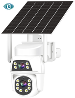 Caméra de sécurité CCTV solaire 4G CMOS à double objectif Camhipro 6MP avec suivi humain, alarme, audio, vision nocturne couleur, carte SIM et cloud