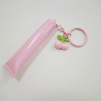 Tubes de baume à lèvres compressibles personnalisés avec logo, 15 ml, porte-clés, emballage en plastique souple, pour huile à lèvres, gloss à lèvres, applicateur en plastique