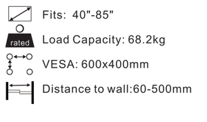 Full Motion Steel <strong>LCD</strong> LED TV Wall Mounts 32&quot;-85&quot; <strong>Tilt</strong> Swivel Black TV <strong>Bracket</strong> Boxes VESA 600x400 - Product Image 3