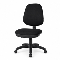Chaise de bureau moderne en tissu noir sans accoudoirs, pivotante, réglable en hauteur, avec roulettes pneumatiques, pour la maison et le bureau