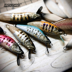 เหยื่อปลอม ROVORO Tackle ขนาด 52 มม. น้ำหนัก 3.8 กรัม ทำด้วยมือจากไม้บัลซา สำหรับตก<span class=keywords><strong>ปลา</strong></span>แซลมอน <span class=keywords><strong>ปลา</strong></span>เทราต์ ปรับแต่งได้ - Product Image 2