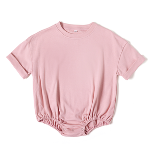 Monogramme blanc manches courtes nouveau-né bébé barboteuse ensemble unisexe été surdimensionné t-shirt bulle barboteuse - Product Image 3