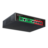 Switch PoE Gigabit AI de 4 Puertos, 65W, 10/100/1000Mbps, 1 SFP, 1 Uplink, IEEE 802.3af/at, Switch Ethernet para Cámaras IP CCTV, Chasis Metálico